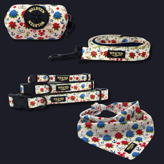 Signature Collar Walk Set + Bandana - Seaside Sniffs